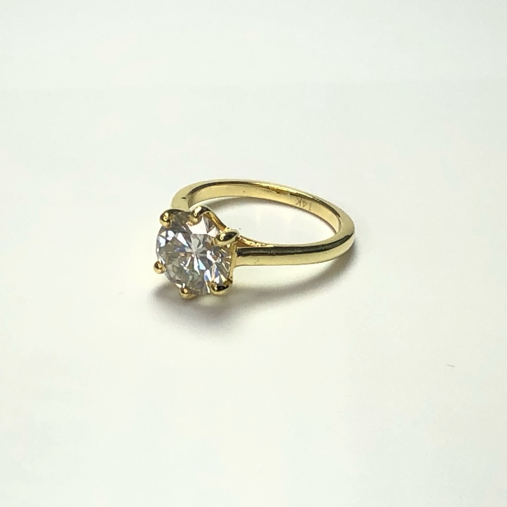 3Ct Moissanite Ring 14K Gold Plated Size 7.5